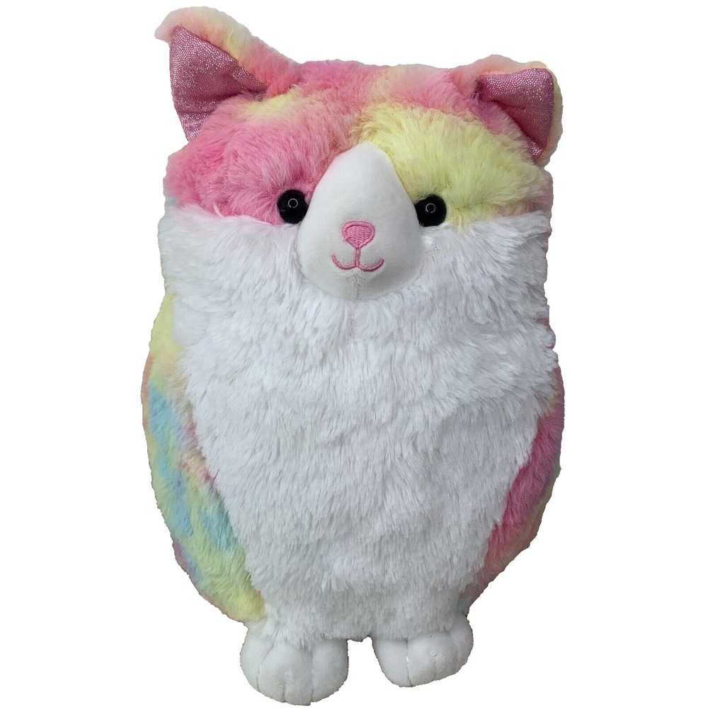 Kellytoy My Chubby Fat Cat Plush Cotton Candy Rainbow Tie-dye Pink 10" Rare Cat